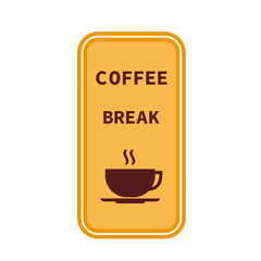 Vector Yellow coffee break sticker.