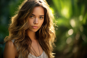 Fototapeta premium Modern Young Woman Model In Natural Setting