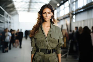 Runway Warrior In Militaryinspired Utility Jumpsuit
