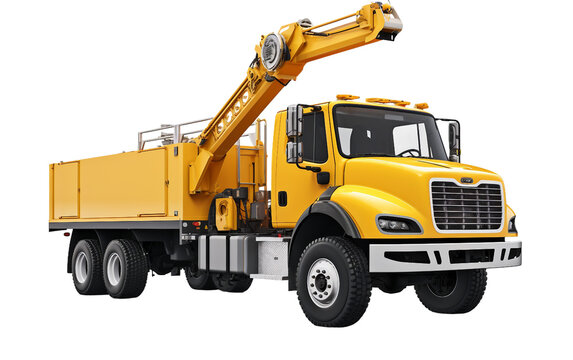Cherry Picker Truck Isolated on a Transparent Background PNG. Generative AI