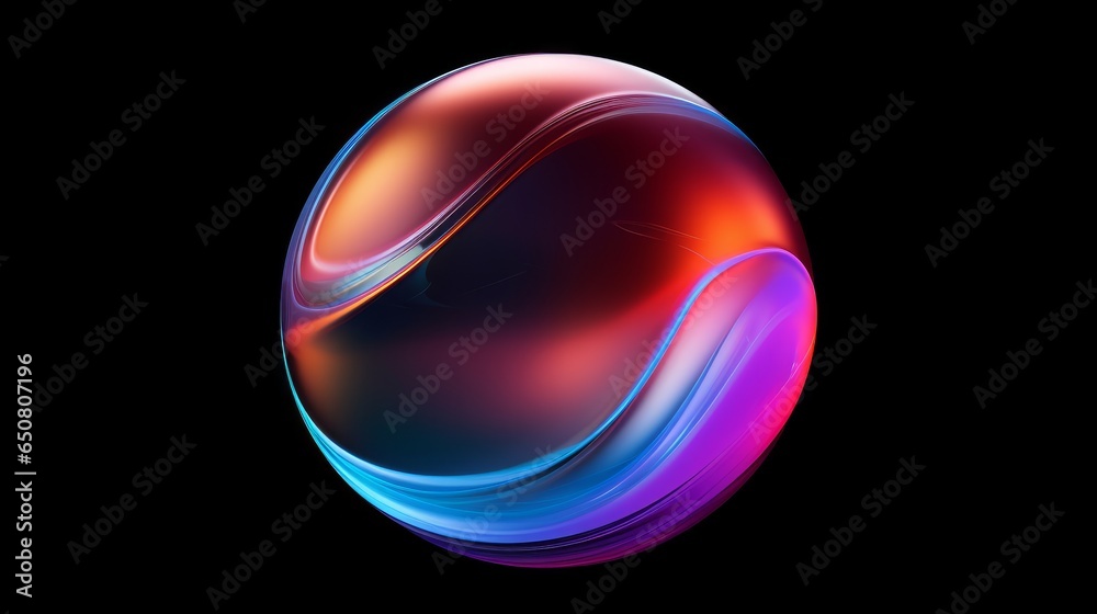 Fototapete a futuristic 3d rendering featuring an abstract spherical glass orb with a captivating color gradien