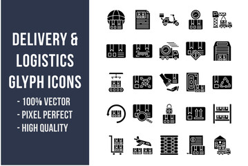 Delivery and Logistics Glyph Icons