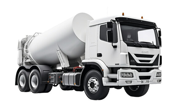 Concrete Mixer Truck Isolated on a Transparent Background PNG. Generative AI