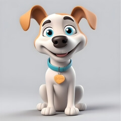 3D puppy dog, isolated character on white background, AI technology.