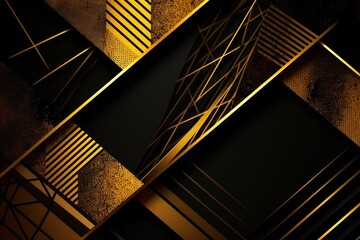 A black and gold abstract background with lines