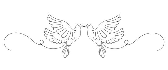 White dove line art style. symbol of love and peace.