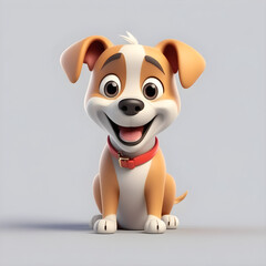 3D puppy dog, isolated character on white background, Generative AI technology.