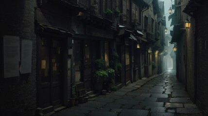Fototapeta premium Evoke the eerie and evocative atmosphere of wandering through the labyrinthine streets of a city. Created with generated ai technology 