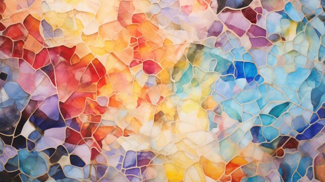 A vibrant and colorful painting up close