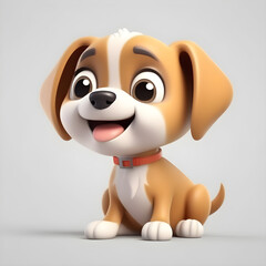 3D puppy dog, isolated character on white background, Generative AI technology.