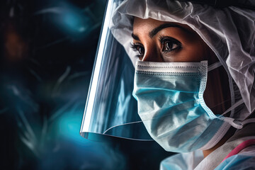 Portrait of a healthcare worker in full protective gear