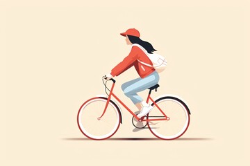 Cartoon illustration of a girl riding a bicycle