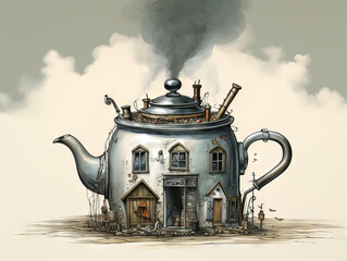 Fototapeta na wymiar Storybook teapot house