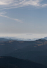 Obraz premium View on mountains under blue sky in autumn in sunny day