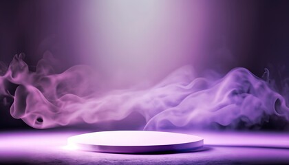 purple podiums, purple smoke on a background, A beautiful abstract modern light lilac backdrop for...