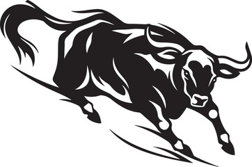 bull running Logo Monochrome Design Style