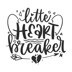 Obraz premium Love - Valentine's Day Vector illustration isolated on white background. Hand drawn text for Valentines Day greeting card. Typography design for print cards, banner, poster