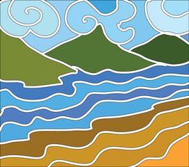 mountain landscape vector, Abstract art of landscape