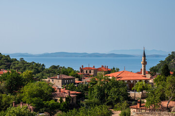 Fototapeta premium Adatepe is an old Turkish village in Kucukkuyu, Canakkale. , Zeus watched the Trojan War from an altar near Adatepe