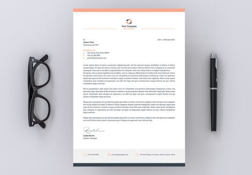 Letterhead Layout with Peach Accents