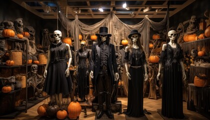 Photo of a room adorned with spooky Halloween decorations