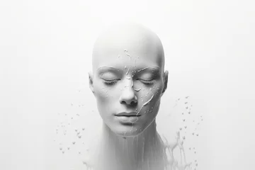 Poster Surreal Mannequin with Water Elements. Surreal image of a mannequin head with water details. © AI Visual Vault