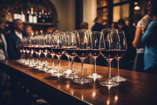 Wine tasting event with wine glasses