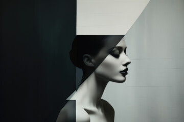 Minimalistic portrait that combines photography and vector elements