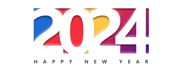 Fototapeta na wymiar Colorful 2024 Happy New Year banner