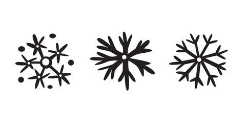 snowflakes doodle icon in black color
