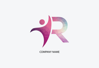 Low poly human health care logo illustrator template