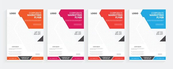 A4 size corporate business marketing flier vector design, Multipurpose A4 leaflet layout, Advertising A4 handout template, A4 brand identity flyer layout