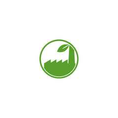 Eco friendly industry icon. Green factory logo isolated on white background