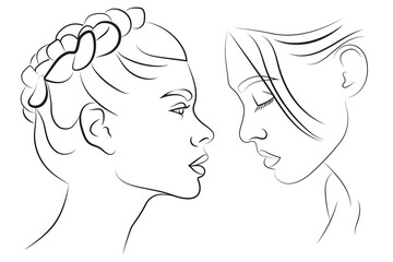 girl profile line beauty and fashion

