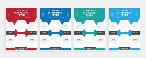 A4 size corporate business marketing flier vector design, Multipurpose branding A4 leaflet bundle graphics layout, Advertising best A4 handout flyer set template