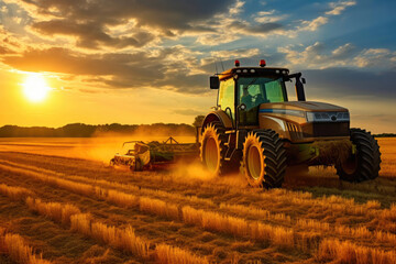 Agricultural Beauty: Wheat Field Sunset