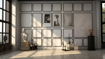Fotobehang A contemporary galery room with fine honed marble walls is adorned with a blank poster frame. © Nadeem Art