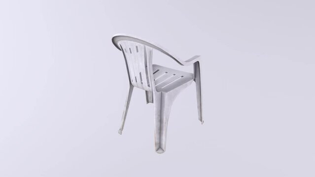 Plastic chair isolated on background rotating loop