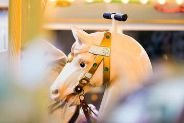 Merry-go-round or carrousel,  colorful horse carousel for kids