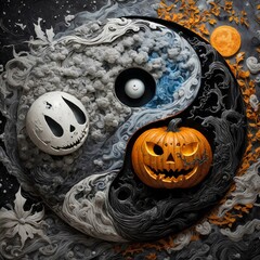 beautiful halloween yin yang with attractive light and details 