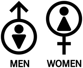 男性と女性のマーク モノクロ