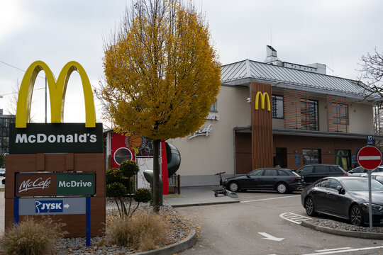 Munich, Germany - November 20, 2021: The McDonald's at Olympia-Einkaufszentrum (Olympia Shopping Center, OEZ).