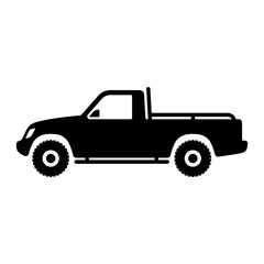 Fototapeta na wymiar Pickup truck icon. Black silhouette. Side view. Vector simple flat graphic illustration. Isolated object on a white background. Isolate.