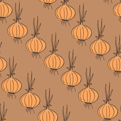 Seamless pattern of doodle bow on a brown background.