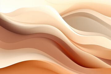 Abstract background with smooth lines in cream color and brown color
