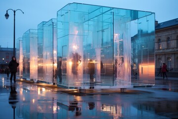 Cityscape with Skyscrapers in the Bustling Downtown: Exploring Urban Architecture, Street Scenes, and the Modern Metropolis Skyline with Traffic, Lights, and Nightlife, Buildings &ndash; City Lights, Urban