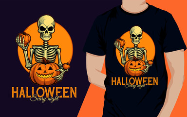 halloween party  with pumpkin t shirt design