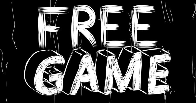Free Game word animation of old chaotic film strip with grunge effect. Busy destroyed TV, video surface, vintage screen white scratches, cuts, dust and smudges.