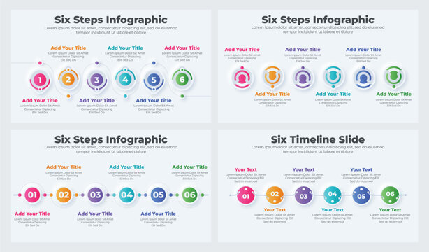 Vector business timeline infographics template with 6 steps