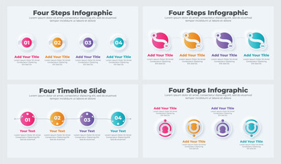 Vector gradient business presentation template or infographic bundle